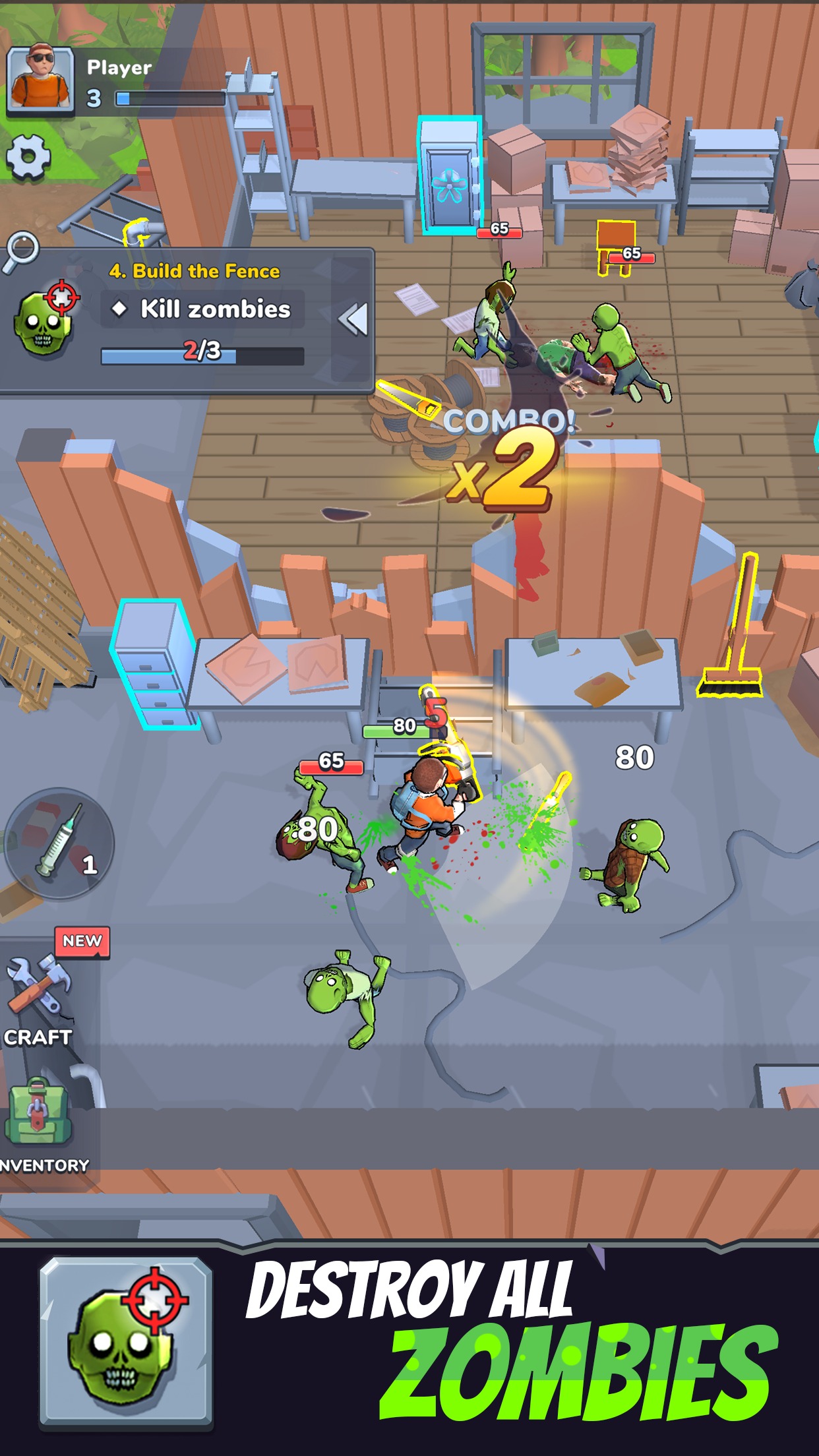 僵尸杀手内置菜单(Zombie Slasher)游戏截图2