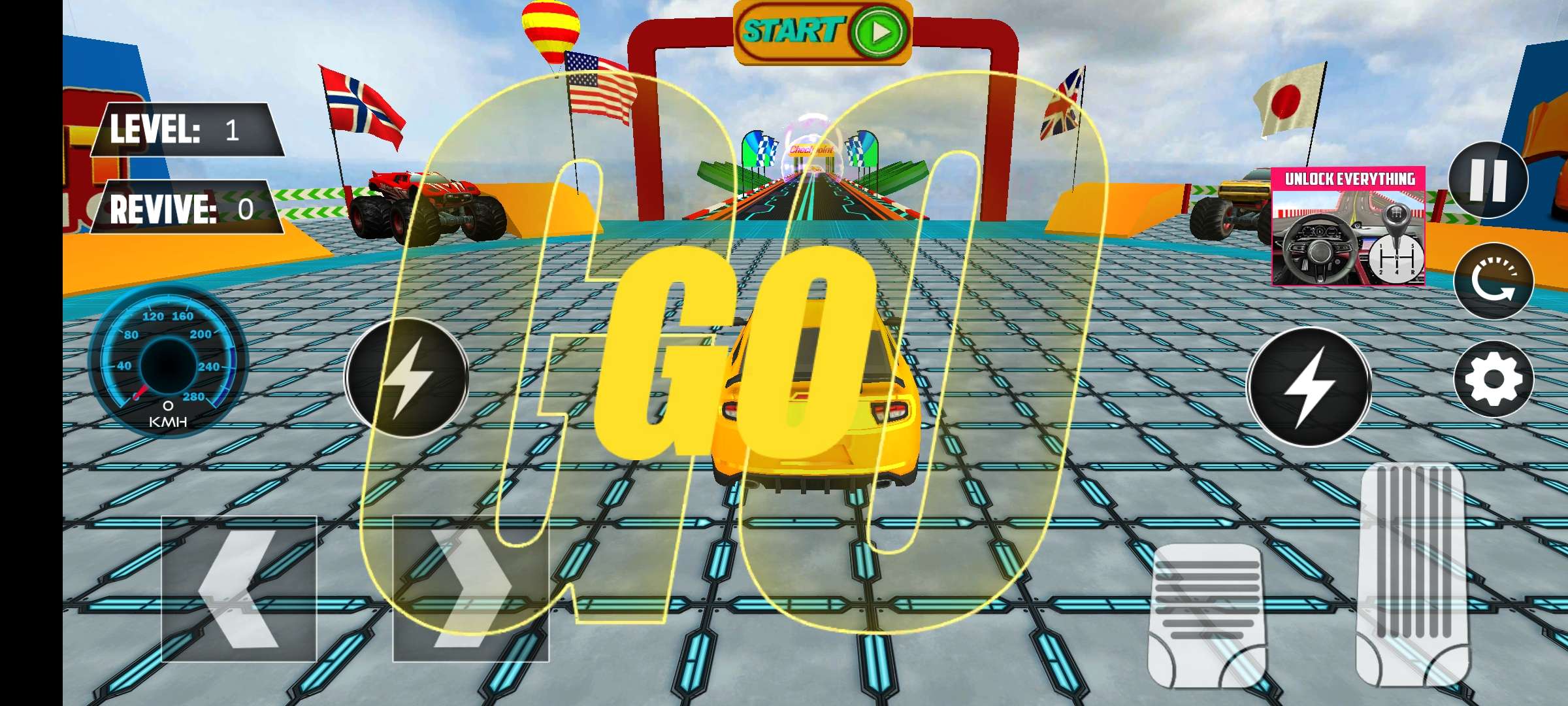 疯狂的坡道汽车特技(GT Mega Ramp Stunt 3D Car Game)游戏截图2
