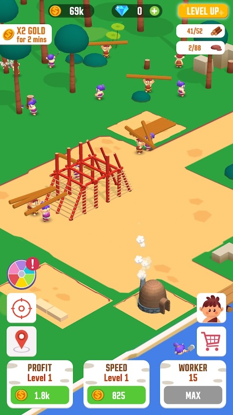 闲置丛林：生存建筑大亨内置菜单(Idle Jungle Survival Builder Tycoon)游戏截图1