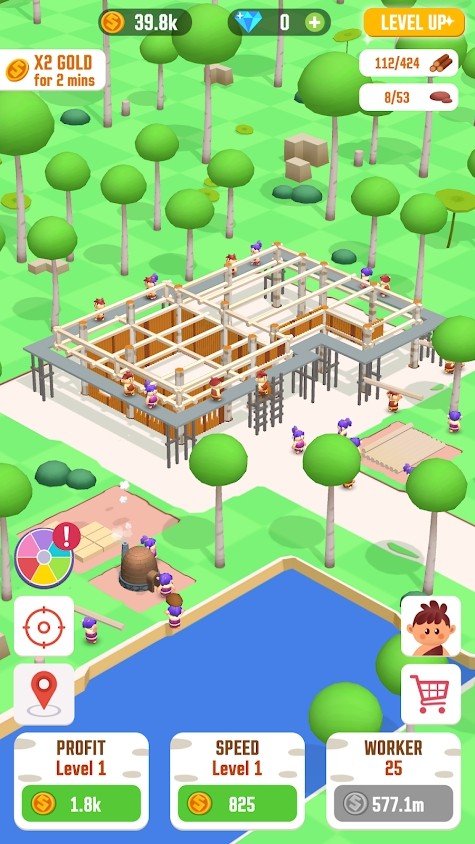 闲置丛林：生存建筑大亨内置菜单(Idle Jungle Survival Builder Tycoon)游戏截图2