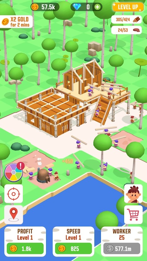闲置丛林：生存建筑大亨内置菜单(Idle Jungle Survival Builder Tycoon)游戏截图5